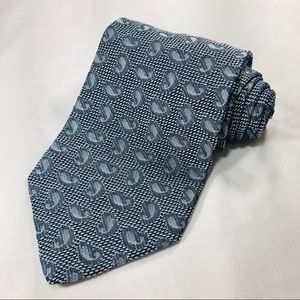 M. Penner For Men 100% Silk Paisley Print Blue Tie